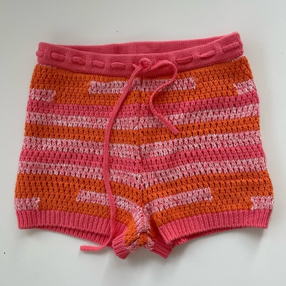 Lovers + Friends Pink Orange Eliava Crochet Cardigan Shorts Set Size XS NWOT - Picture 9 of 14